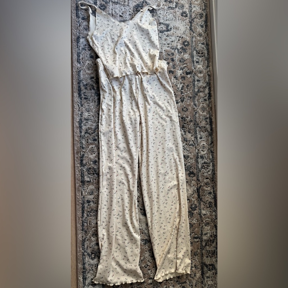 Women's Cream Floral Jumpsuit